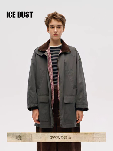 ICEDUST 中长款工装羽绒服女25FW冬季新款白鹅绒宽松加厚风衣外套