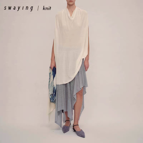 SWAYING KNIT 26SS 亚麻真丝双层半裙百搭通勤修身显瘦半身裙女