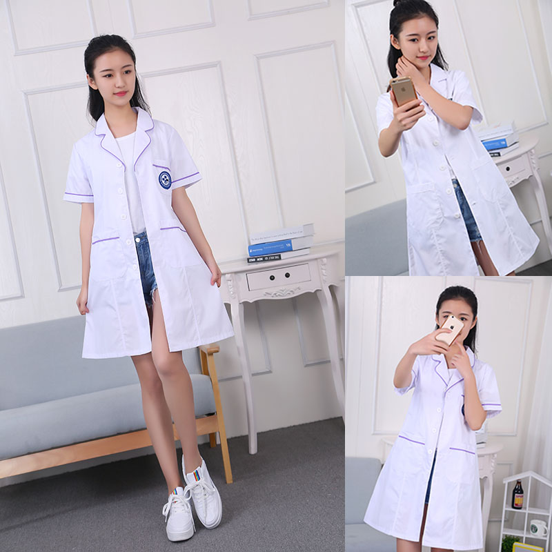 半永久韩版白大褂短袖纹绣师工作医护制服