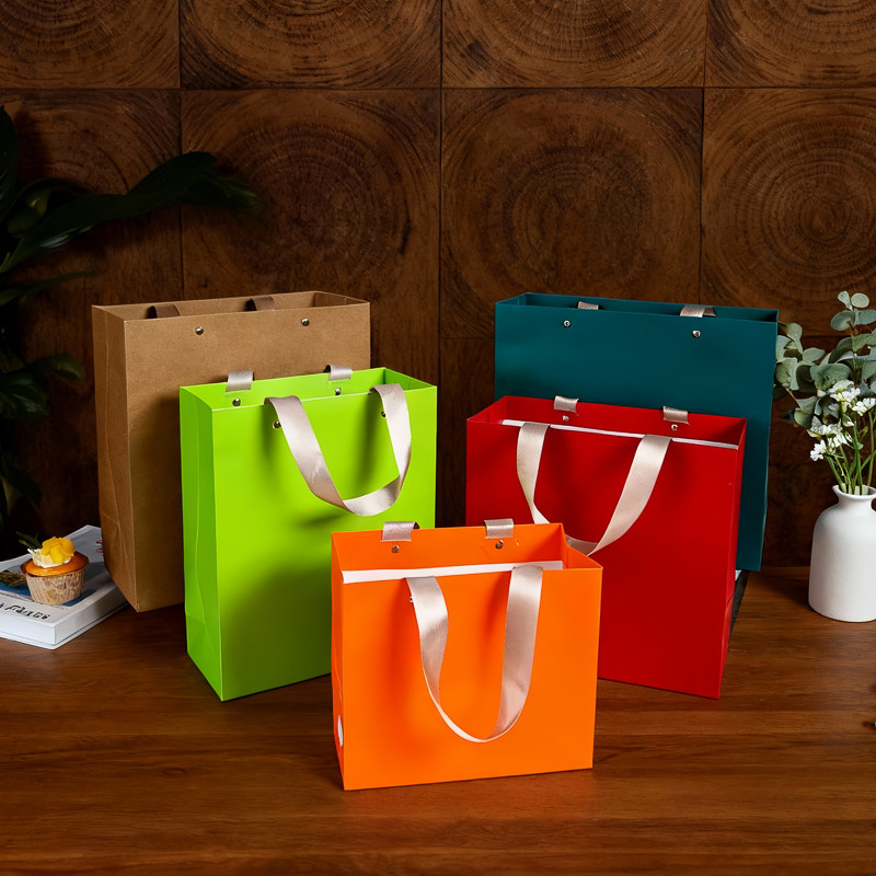 通用红色绿色墨绿色茶叶烟酒加厚手提袋复古铆钉手拎袋高档礼品袋