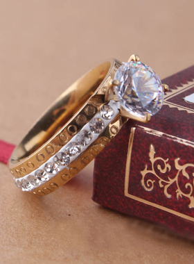 清仓处理满钻大戒指印记锆石