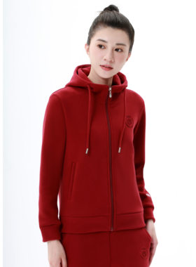 保隆桦秋冬女士加绒情侣卫衣奢华麦尔登开衫连帽冬季双面绒大码女