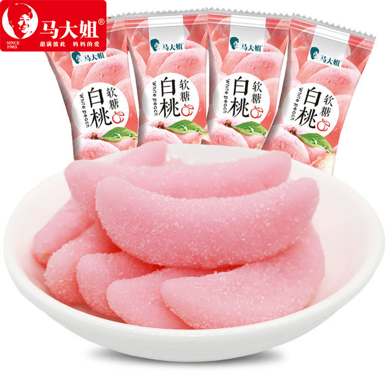 马大姐白桃软糖水果味橡皮糖果汁散装喜糖休闲怀旧童年零食小吃