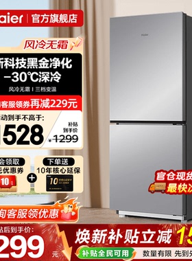 Haier海尔电冰箱193升风冷无霜家用小型双门两门租房用官方旗舰店