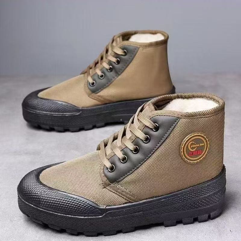 冬季新款三防劳保棉鞋防滑棉鞋耐磨橡胶加绒加厚帆布防寒劳保男鞋