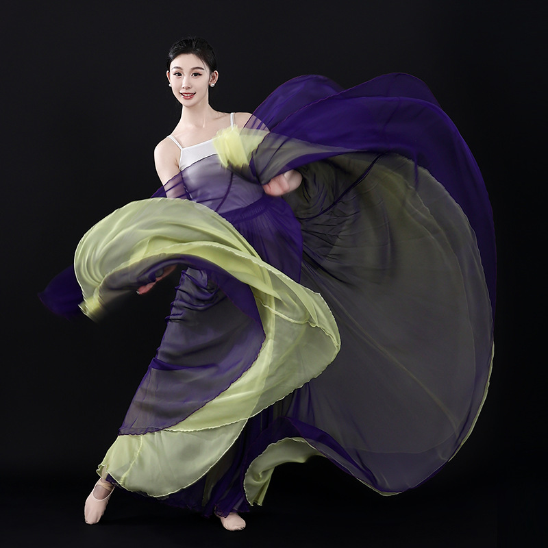 双层大摆舞蹈裙天丝两面穿2025春
