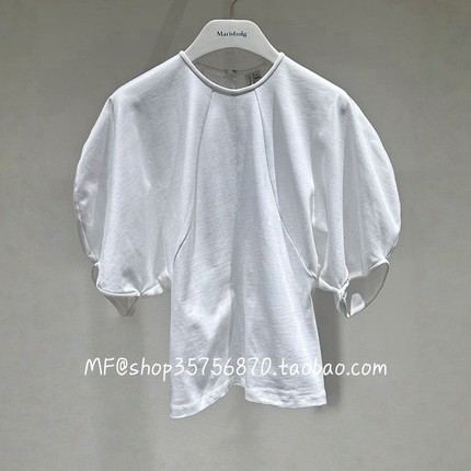 ZCY朱崇恽2025秋专柜正品 棉 圆领 插肩袖 短袖上衣C1FZ30381