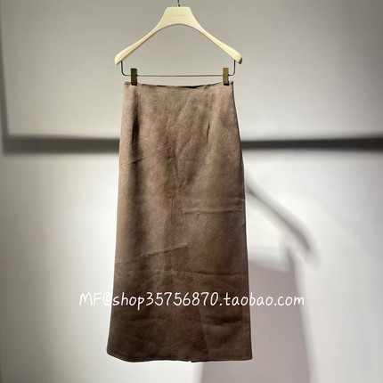 ZCY朱崇恽2026春专柜正品 羊皮革 分割开叉半身裙C1GB1601P 11800