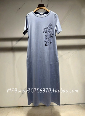 MF玛菲2025夏季专柜正品 纯棉 宽松短袖长款连衣裙A1FZ26516 2880