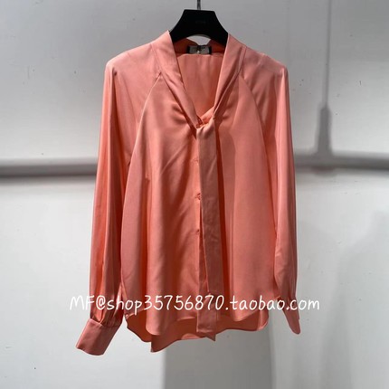 AUM奥姆2025冬专柜正品 桑蚕丝 飘带领 长袖上衣M1FZ44009 2980