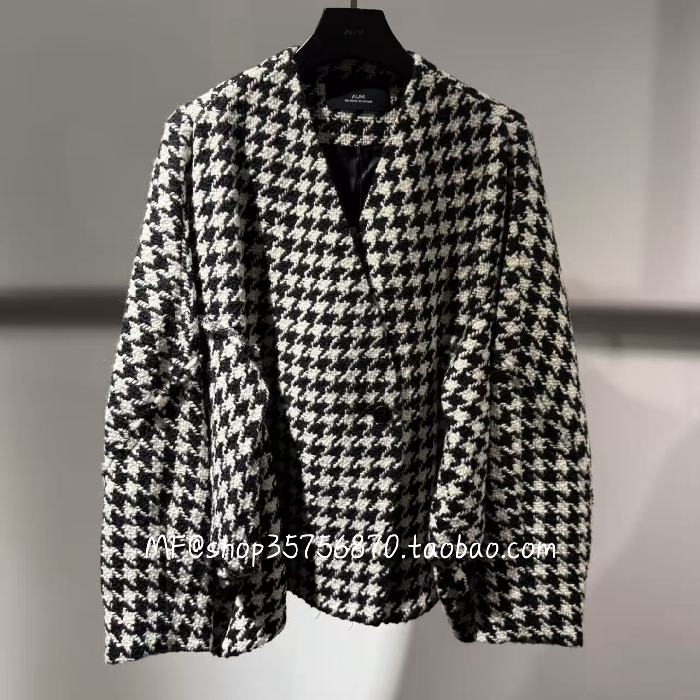 AUM奥姆千鸟格蝙蝠袖外套