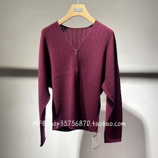 A1GB1810M V领拉链合身针织衫 3280 绵羊毛 MF玛菲2026春专柜正品