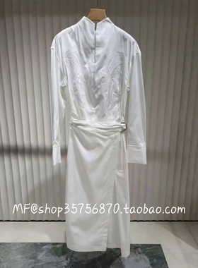 MF玛菲正品 2025秋 纯棉 绣花 长袖 围裹式 连衣裙A1FZ34986 4680