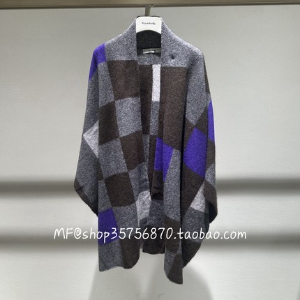 正品 MF玛菲2025秋季 羊毛格子 披肩针织衫 A1FZ3842M 4680