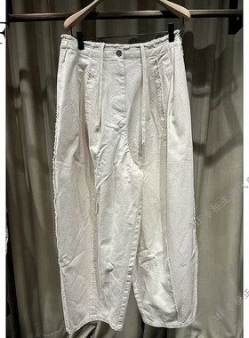 ZCY朱崇恽秋季专柜正品纯棉 绒感毛边宽松阔腿长裤C1EG32755 4680