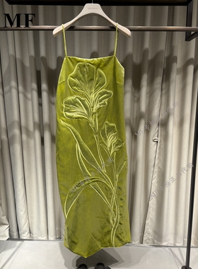 ZCY朱崇恽~2025春款专柜正品丝绒花朵设计感连衣裙C1FZ10196 7280