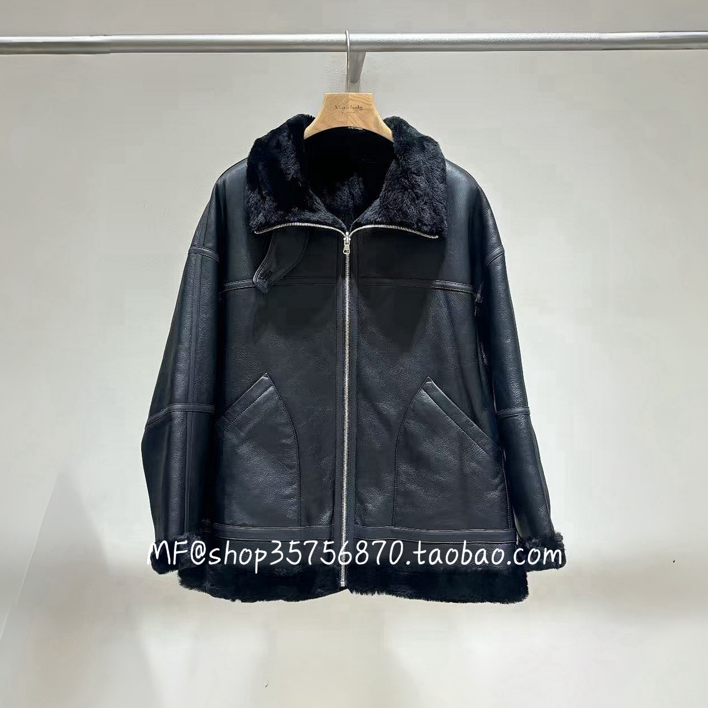 玛丝菲尔双面穿皮毛一体外套保暖
