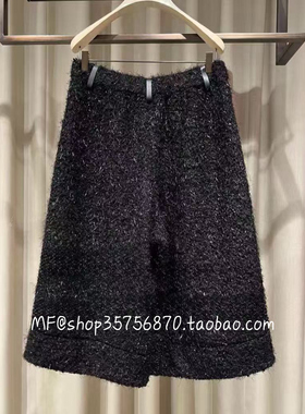 ZCY朱崇恽2025专柜正品 粗毛呢 宽松 阔腿裤七分裤C1FZ43065 3980