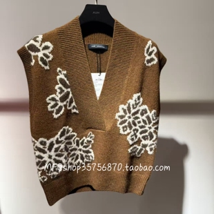 AUM奥姆2026春冬专柜正品 V领 牦牛绒提花针织马甲M1GB1B30M 2280