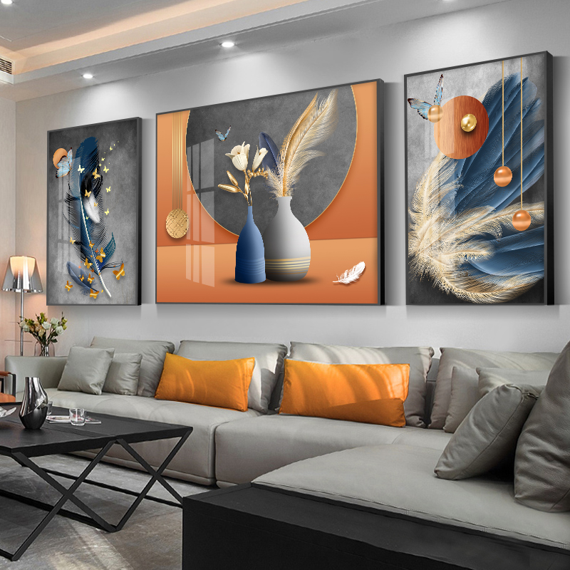 客厅5D钻石画满钻新款轻奢三联画北欧手工粘钻十字绣简约现代花瓶