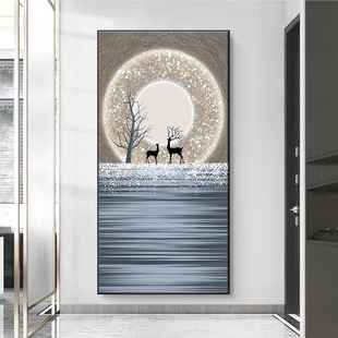 钻石画2024新款现代轻奢玄关大气竖版抽象月亮走廊玄幻粘钻十字绣