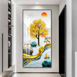 玄关钻石画新款竖版现代简约轻奢客厅玄幻点贴钻十字绣满钻水晶钻