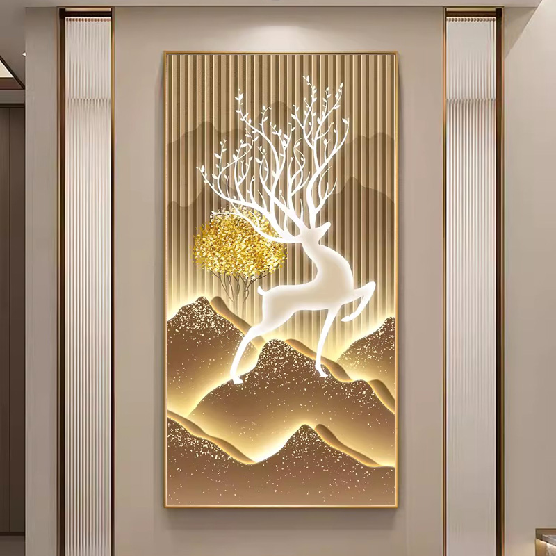 福禄吉祥钻石画满钻新款入户玄关金山招财5D手工水晶钻十字绣走廊