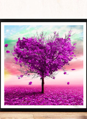 5D钻石画满钻新款紫色爱心树卧室床头温馨贴钻十字绣粘钻画水晶钻