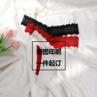 THONGS BACK 来图印刷女生蕾丝丁字裤 性感无痕冰丝轻薄透气女士T