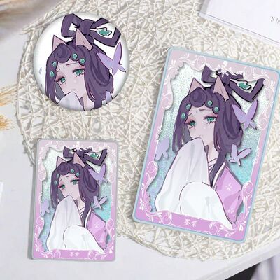 京剧猫墨紫流沙麻将咕卡吧唧礼物徽章摆件立牌学生创意咕卡砖