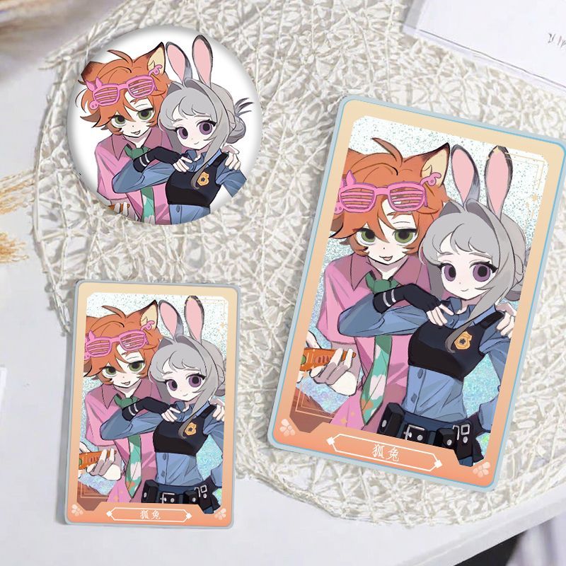 疯狂动物城 狐兔流沙麻吧唧徽章周边亚克力砖立牌礼物