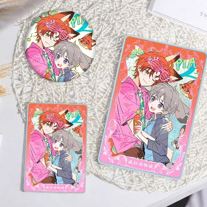 疯狂动物城尼克朱迪流沙麻将咕卡吧唧徽章摆件立牌学生咕卡砖