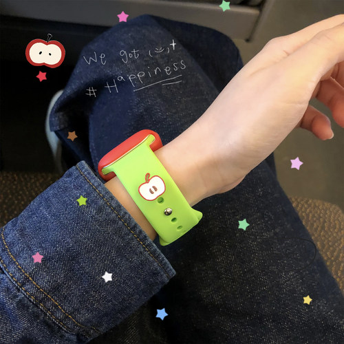 康康的原创红苹果撞色适用iwatch9s10苹果手表可爱表带applewatch