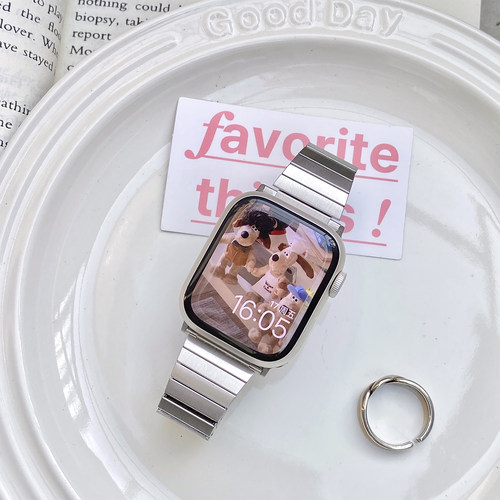 康康的自留款银色金属弹力小蛮腰不锈钢iwatch11苹果手表简约表带