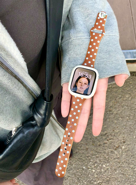 康康的原创咖啡波点硅胶韩系适用iwatch11苹果手表applewatch表带