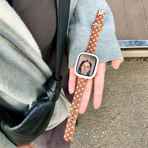 康康的原创咖啡波点硅胶韩系适用iwatch11苹果手表applewatch表带