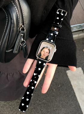 康康的韩系爱心波点Newjeans风适用iwatch98s1011苹果手表表带ins