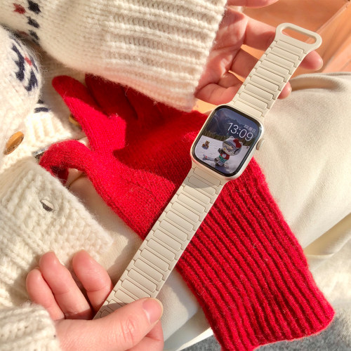 康康的新款反扣硅胶磁吸张婧仪同款适用iwatch987s10苹果手表表带
