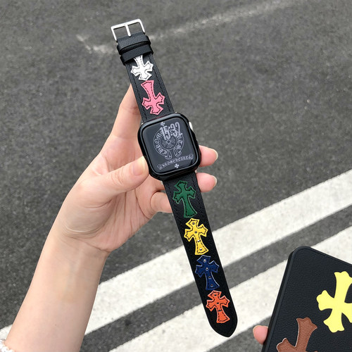 康康的原创克罗辛彩色CH十字架荔枝纹适用iwatch9s10苹果手表表带