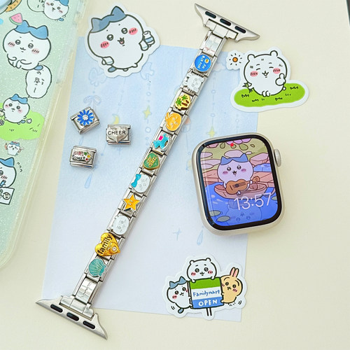 康康的原创可爱卡通萌宠模块手链适用iwatch10苹果手表s9拼接表带