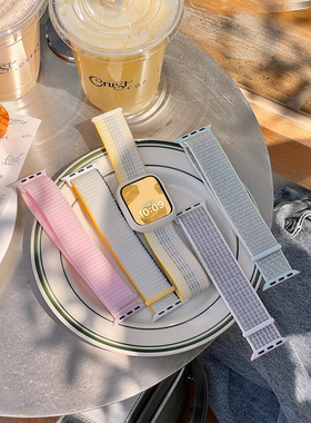 康康的尼龙透气回环魔术贴苹果手表表带适用于iwatch987654se男女