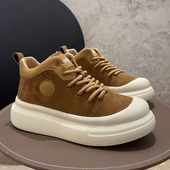 2026春新款 真皮中帮休闲鞋 厚底板鞋 男鞋 百搭反毛皮马丁靴高帮鞋 男