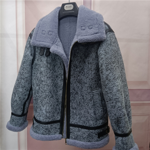 原生态皮毛一体男女同款b3飞行服外套真皮毛绵羊皮机车服夹克外套