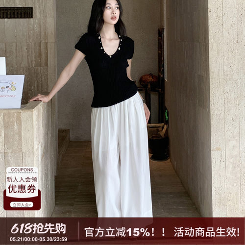 亚麻禅意透气宽松直筒裤