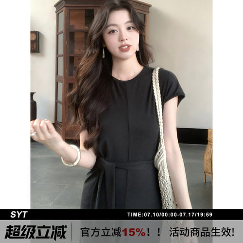 SYT自制慵懒宽松连衣裙配腰带