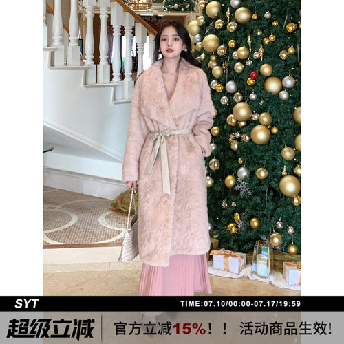 SYT自制大翻领仿水貂毛皮草外套