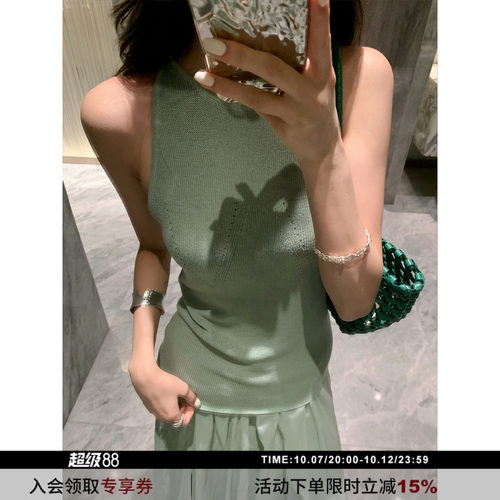 SYT自制老钱风加长挂脖背心上衣