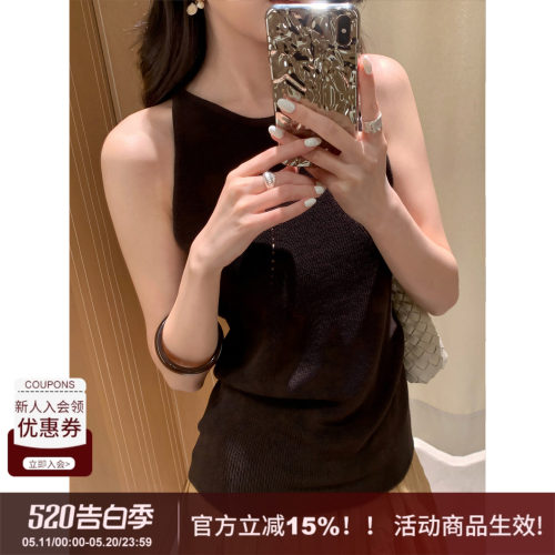SYT自制老钱风不勒肩膀针织背心