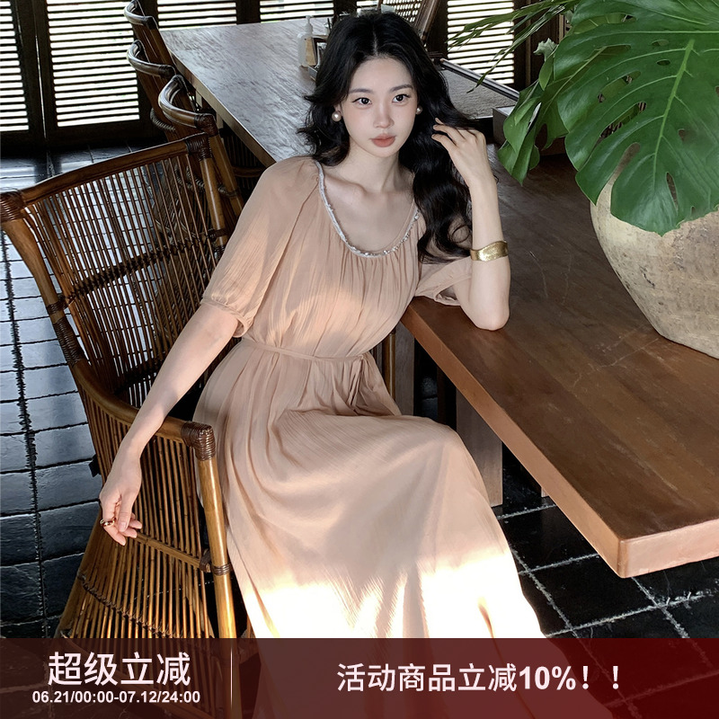 SYT自制天丝圆领慵懒宽松连衣裙