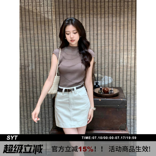 SYT自制牛仔小短裙配腰带半身裙